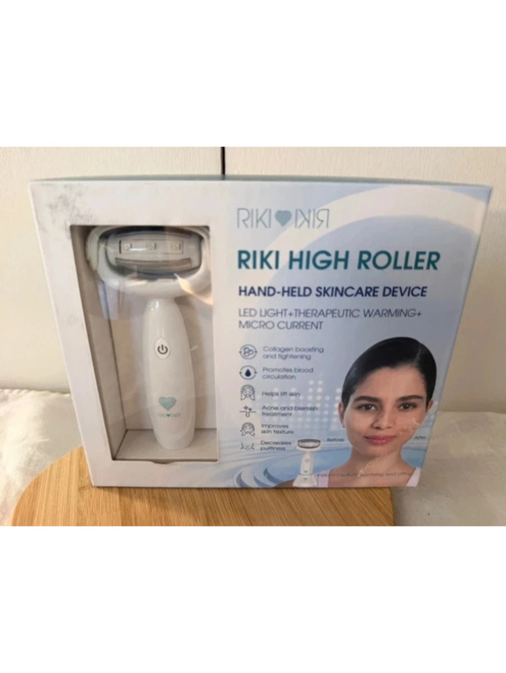 LED Light Therapy Microcurrent Facial Skincare Device High Roller Red & Blue LED